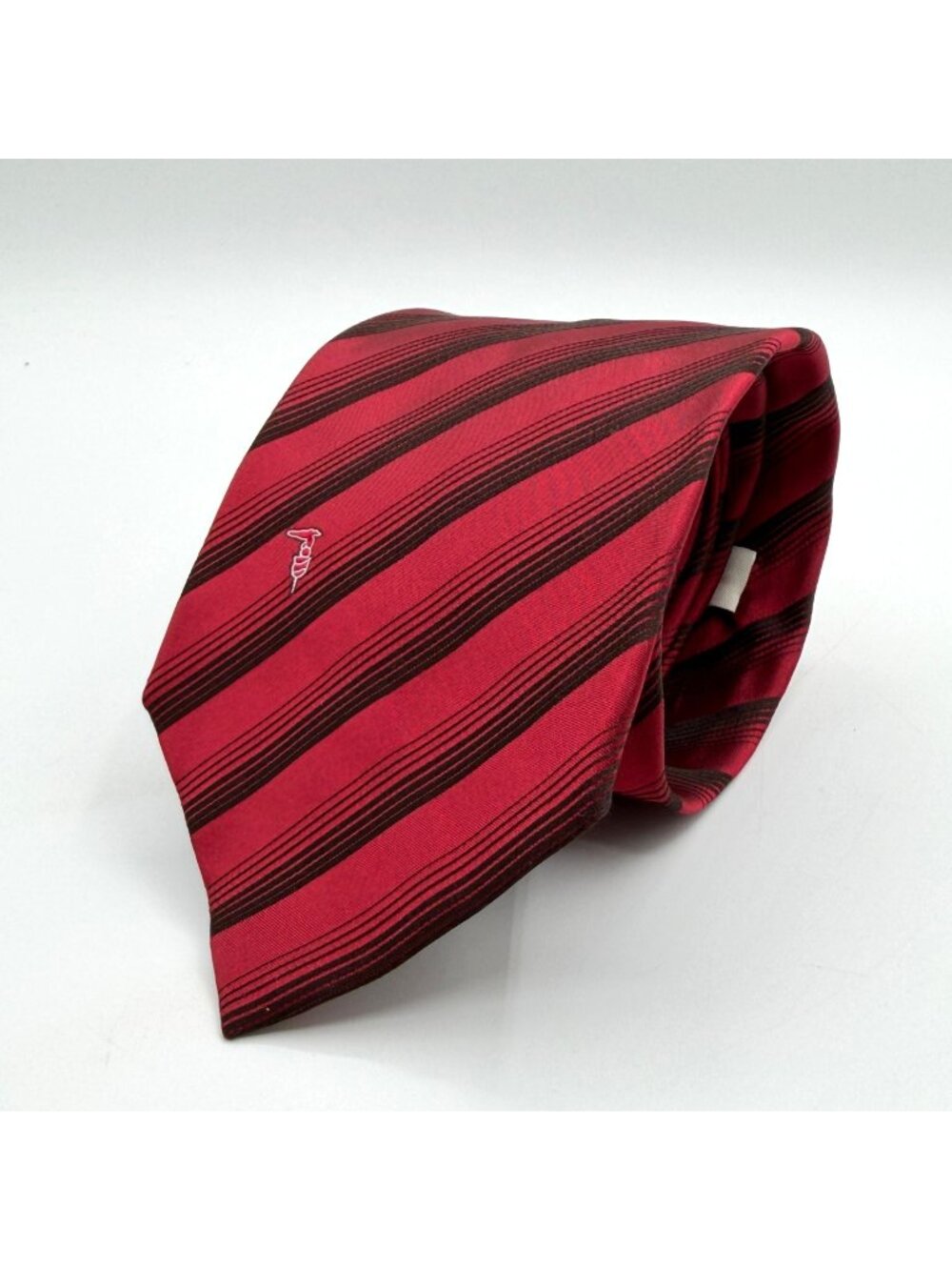 Vintage Trussardi Italy Dark Red Striped Pattern 100% Silk Tie 58.5" x 3.5"